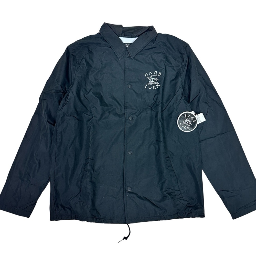 Hard Luck Black Men's Windbreaker Jacket size Large NWT